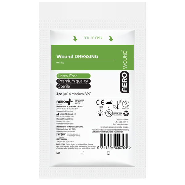 Dressing sealed in green packaging