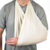 Man wearing triangular bandage