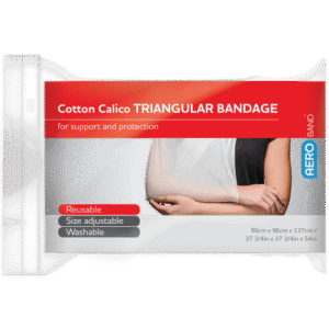 Cotton Calico Triangular Bandage sealed in plastic